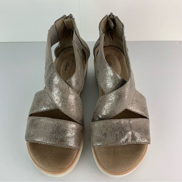 Clarks Women's Metallic Jillian Rise Wedge Sandal size 6.5 - Picture 5 of 11